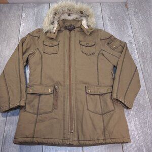 UT Series Jacket Womens XL Brown Artillery Cargo Utility Field Military Hooded